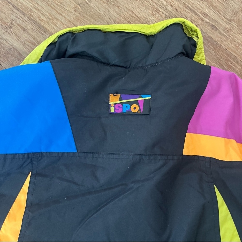 Vintage ISPO Colorblock Ski Jacket Retro 80s 90s Neon Hooded Winter Coat, Sz L - Picture 6 of 8